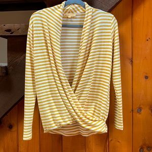 Mesh & Lace gold/white stripe soft sweater